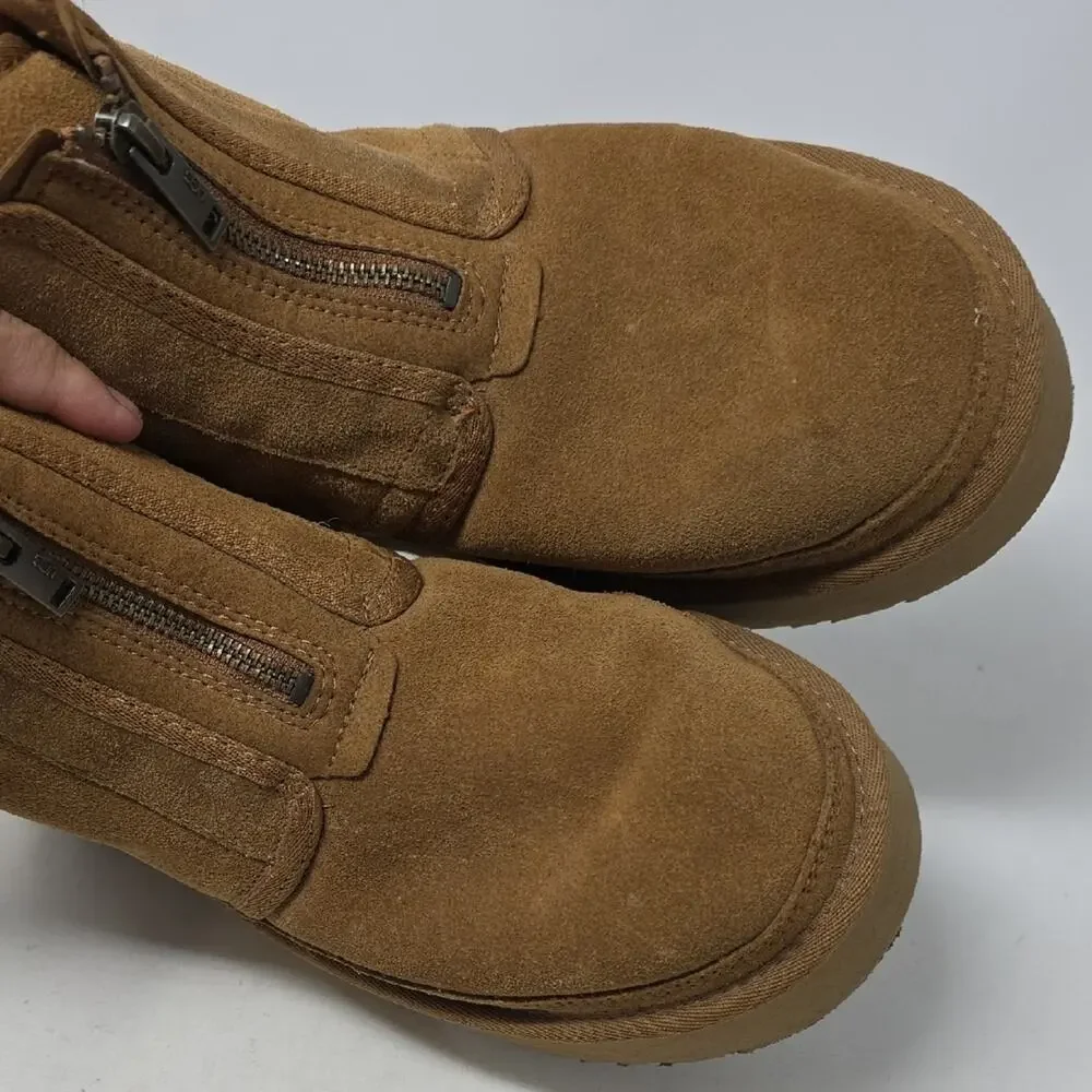 UGG Tan Suede Zip-Up Boots Platform Chesnut Women's Size 11